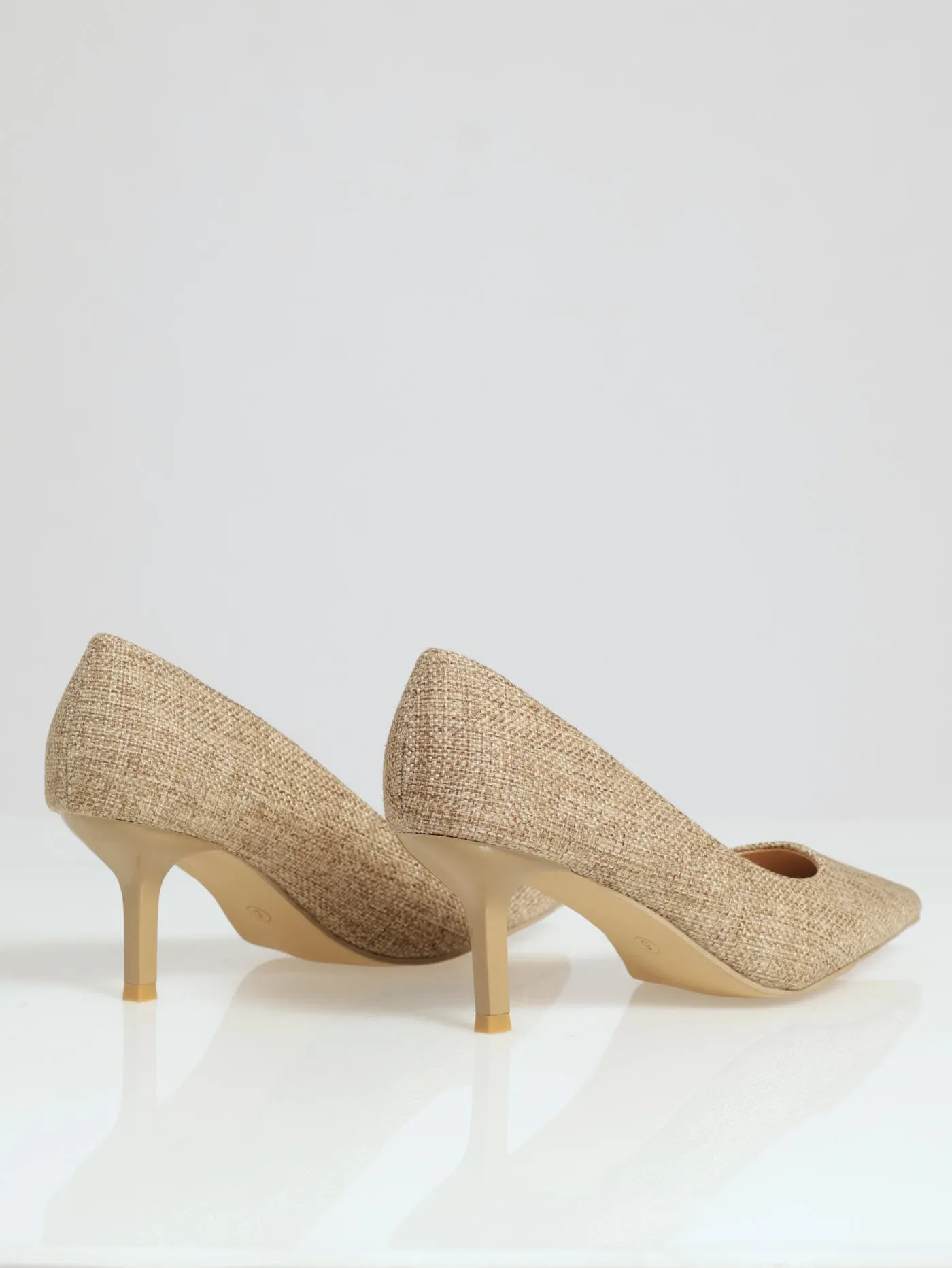 Plain Raffia Court Heel - Natural