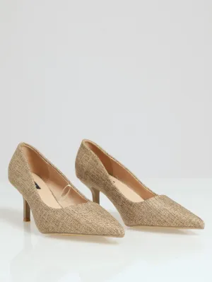 Plain Raffia Court Heel - Natural