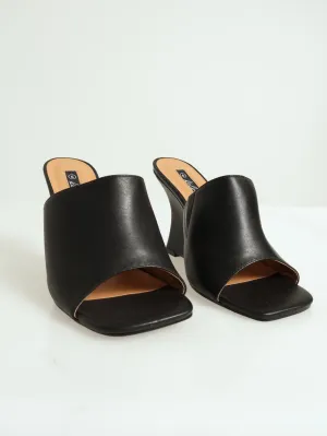 Plain Wedge Mule Heel - Black