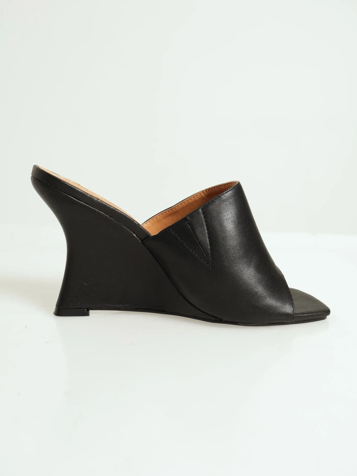 Plain Wedge Mule Heel - Black