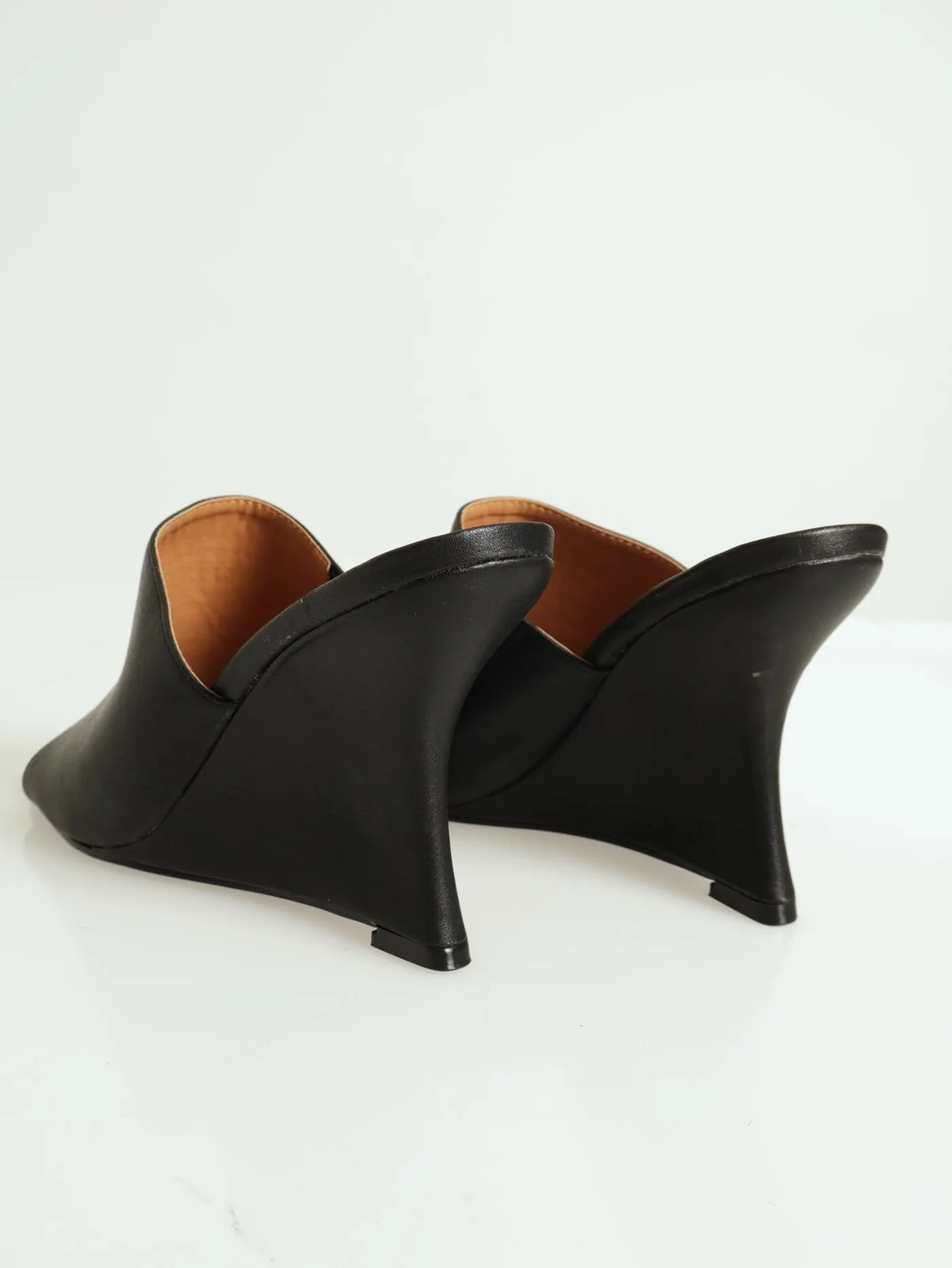 Plain Wedge Mule Heel - Black