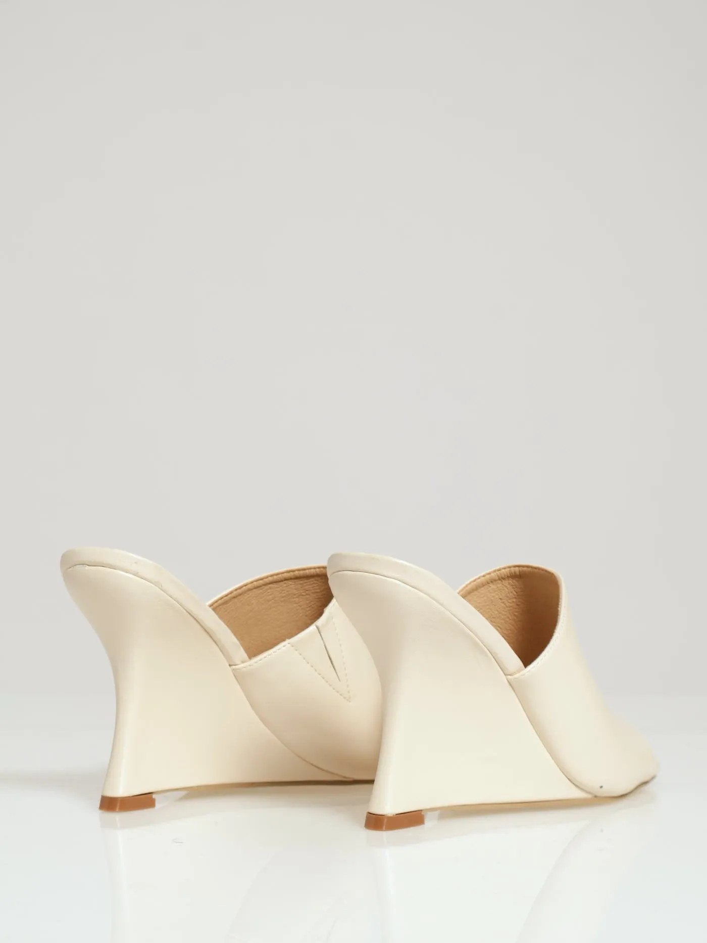 Plain Wedge Mule Heel - Off White