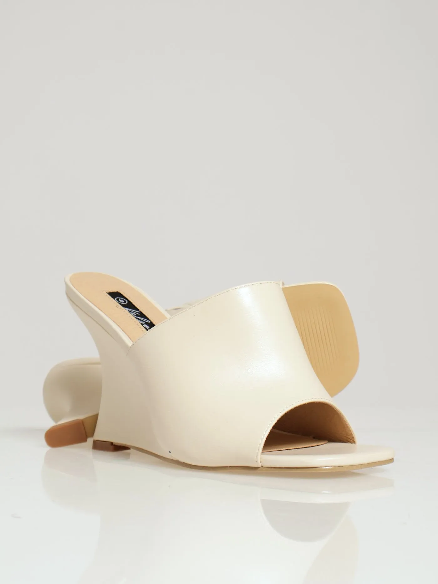 Plain Wedge Mule Heel - Off White