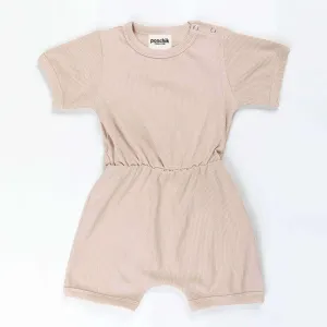 Ponchik Babies   Kids - Ribbed Cotton Romper - Sugar Cookie