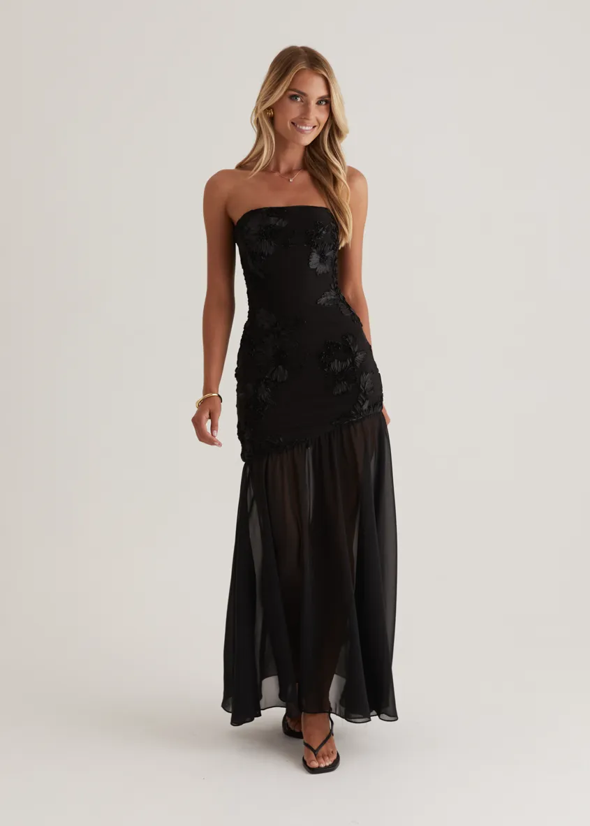 Prairie Strapless Maxi Dress - Black