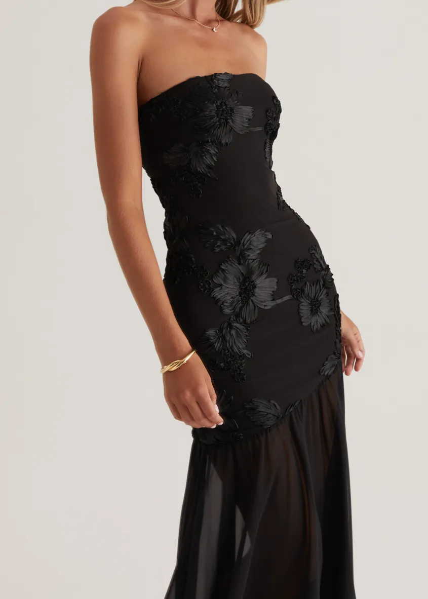 Prairie Strapless Maxi Dress - Black