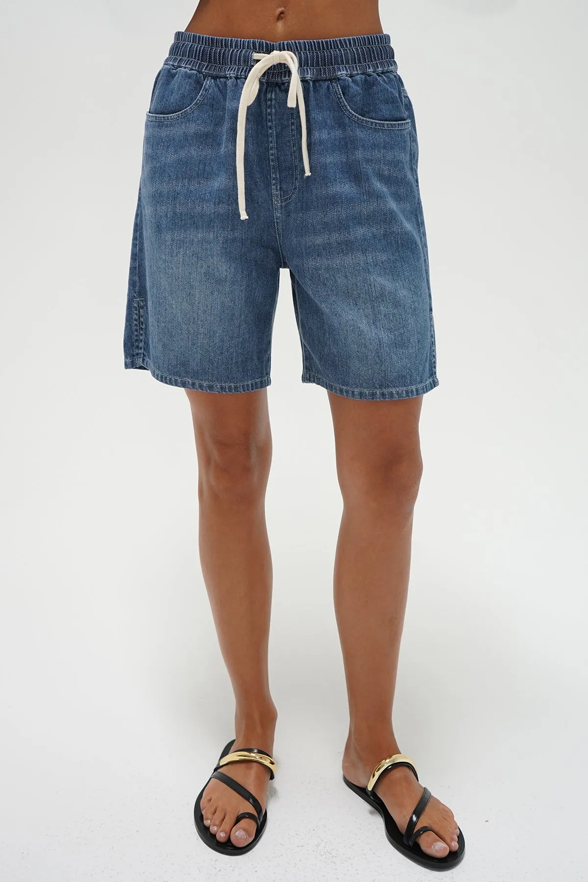 Presley Longline Short - Soft Denim