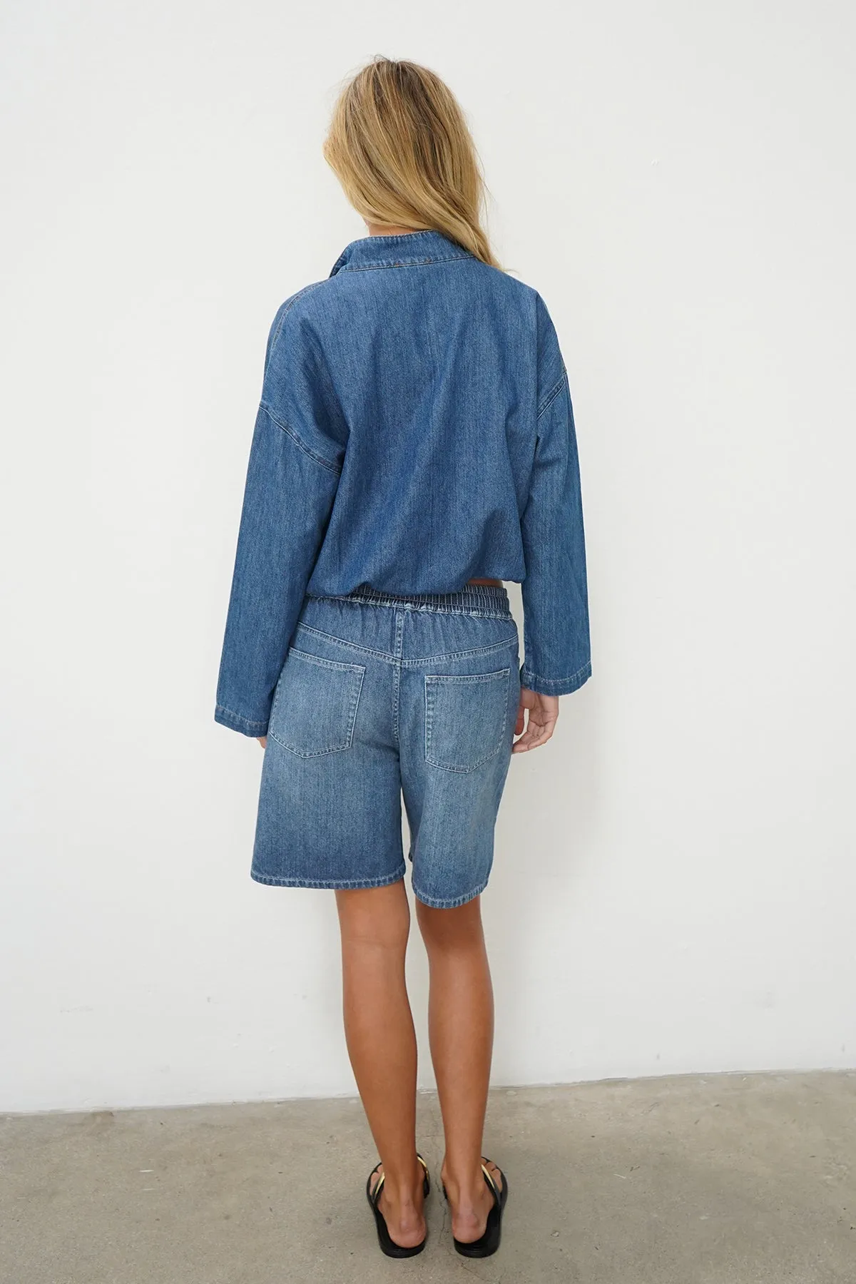 Presley Longline Short - Soft Denim