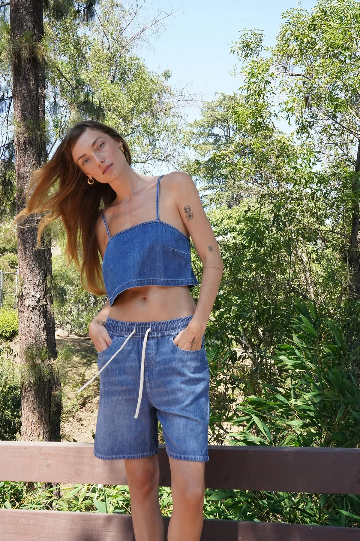 Presley Longline Short - Soft Denim