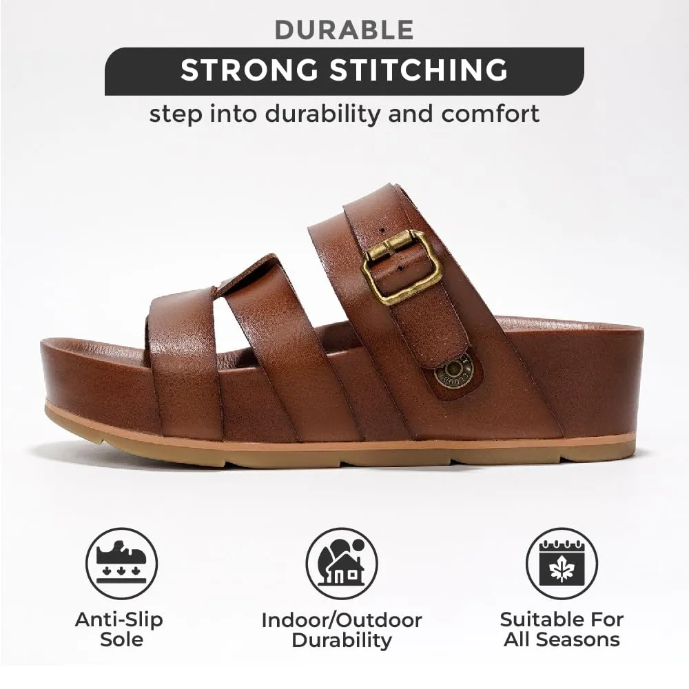 Project Cloud Platform Sandals Women Footwear - Memory Foam Insole and Lightweight Beach Wedges - Non Slip and Comfortable Strappy Wedge Sandals for Women 2025 (Proud,CLAY,9)