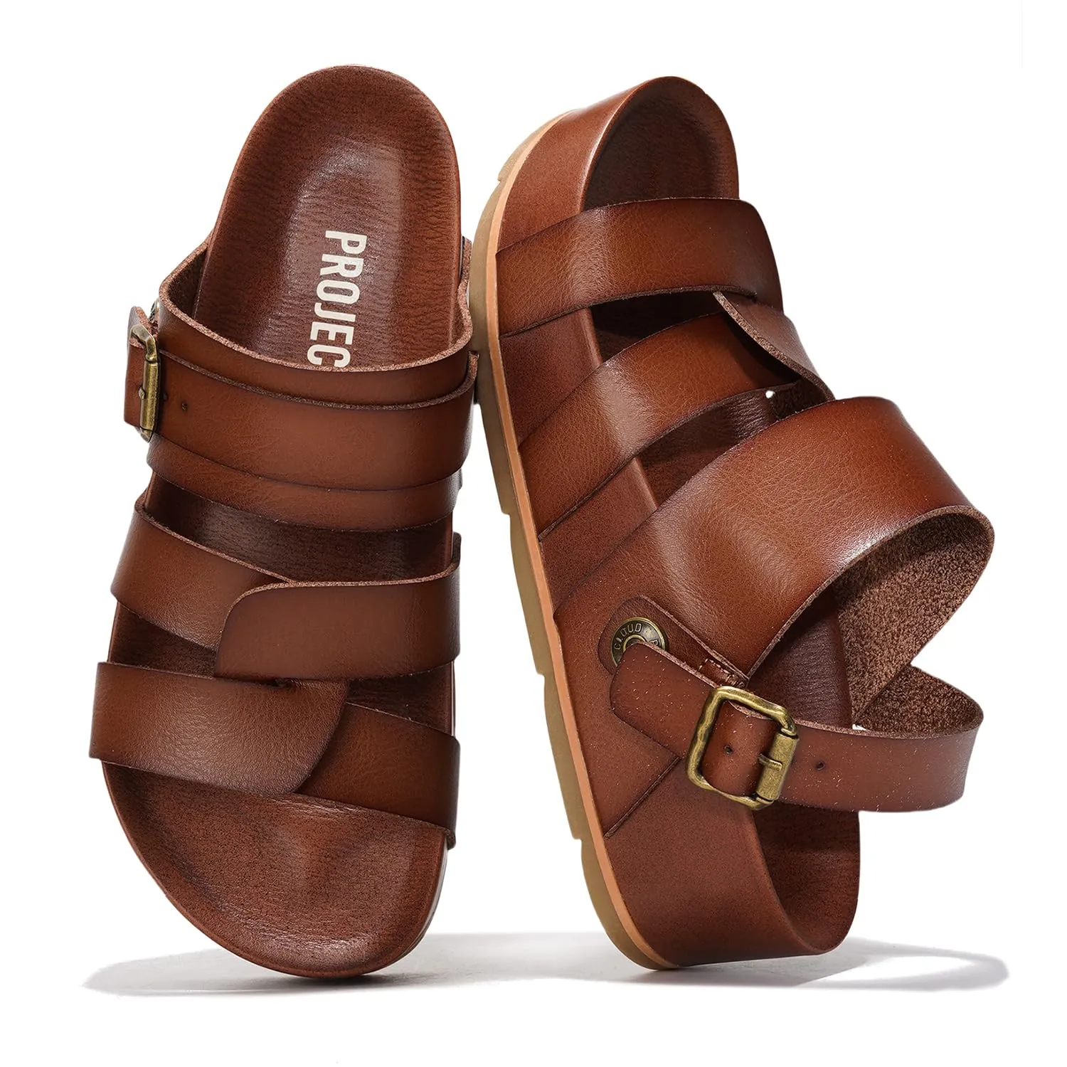 Project Cloud Platform Sandals Women Footwear - Memory Foam Insole and Lightweight Beach Wedges - Non Slip and Comfortable Strappy Wedge Sandals for Women 2025 (Proud,CLAY,9)