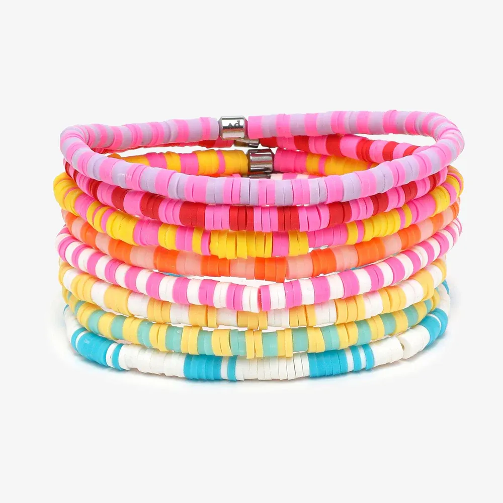 Pura Vida Vacation Vibes Stretch Bracelet 8 PK ~ Multi