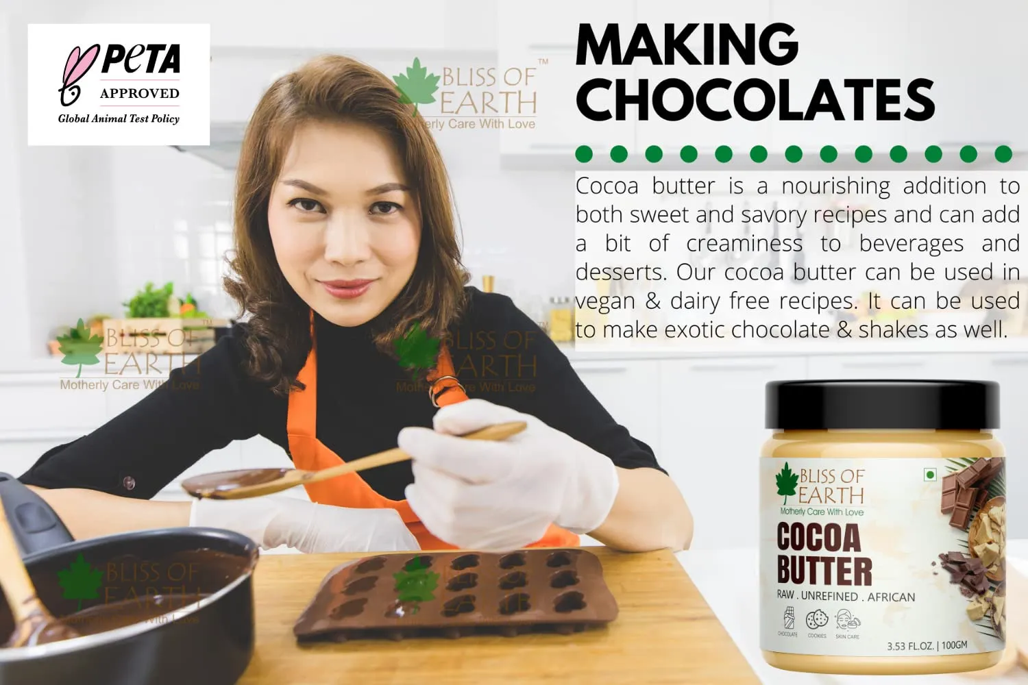 Pure Organic African Cocoa Butter 100GM