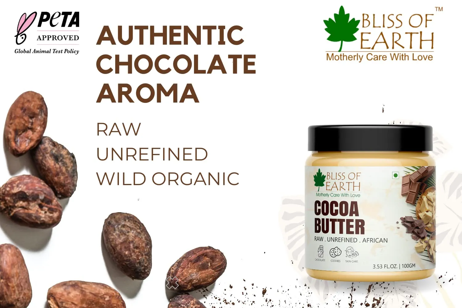 Pure Organic African Cocoa Butter 100GM