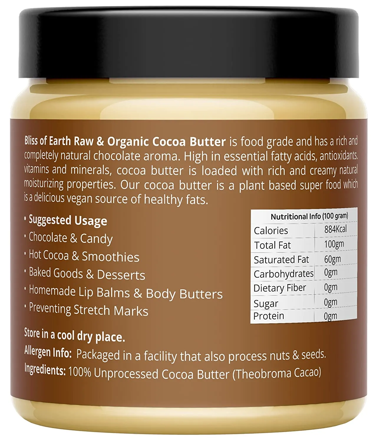 Pure Organic African Cocoa Butter 100GM