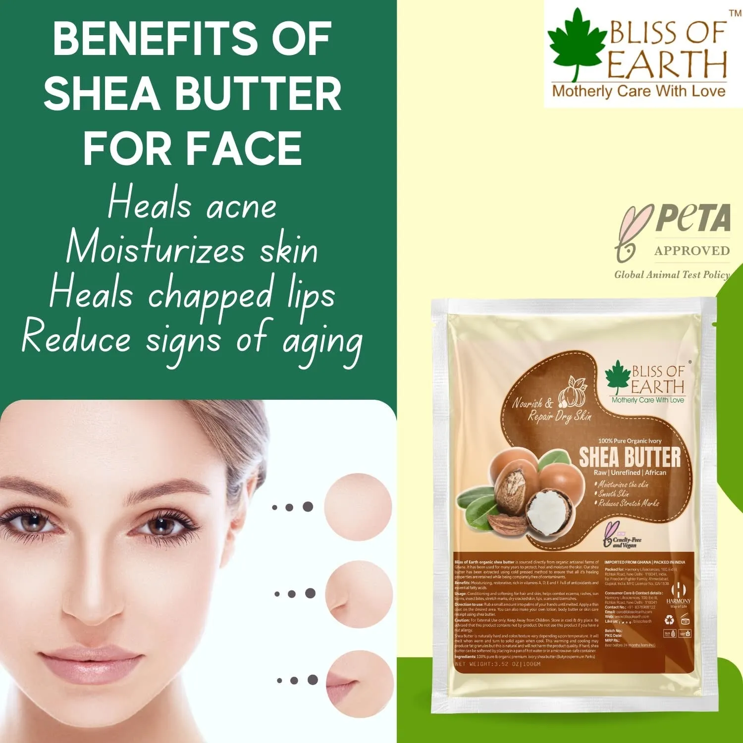 Pure Organic Shea Butter & Cocoa Butter  2X100GM