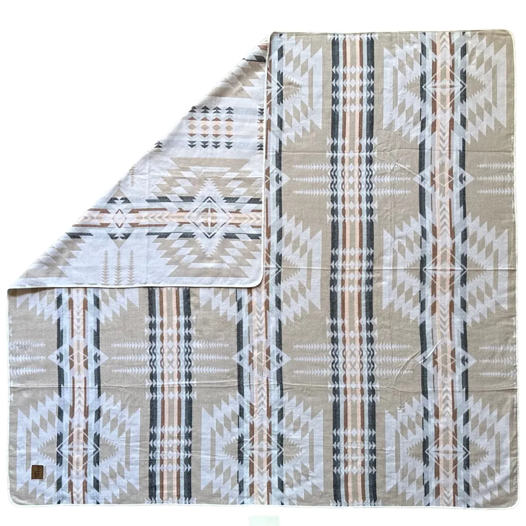 Puyo Aztec Reversible Blanket  //  Beige/Grey/Rust/Cream