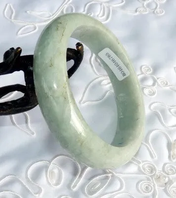 "Healing" Soft Green Grade A Natural Color Burmese  Jadeite Jade Bangle 58mm   Certificate (785)