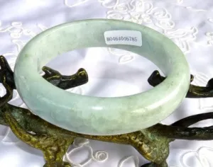 "Healing" Soft Green Grade A Natural Color Burmese  Jadeite Jade Bangle 58mm   Certificate (785)