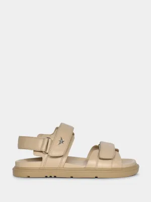 ROBBIE BEIGE LEATHER SANDALS