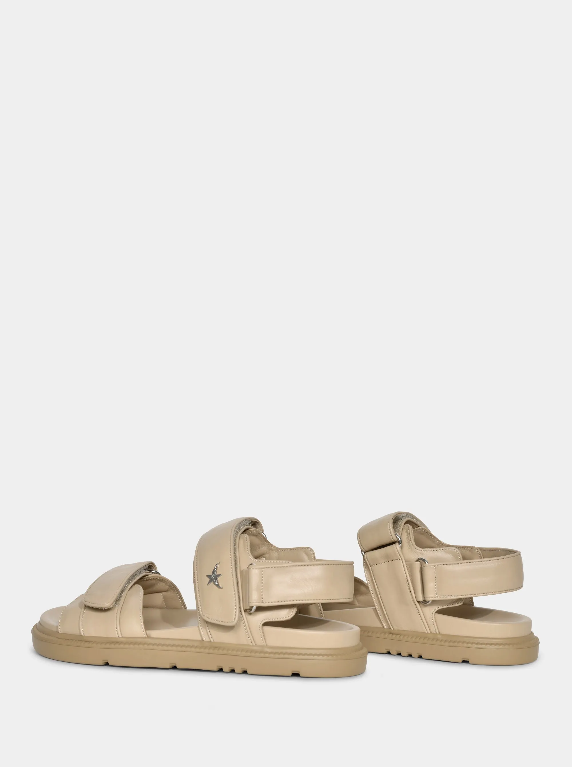 ROBBIE BEIGE LEATHER SANDALS