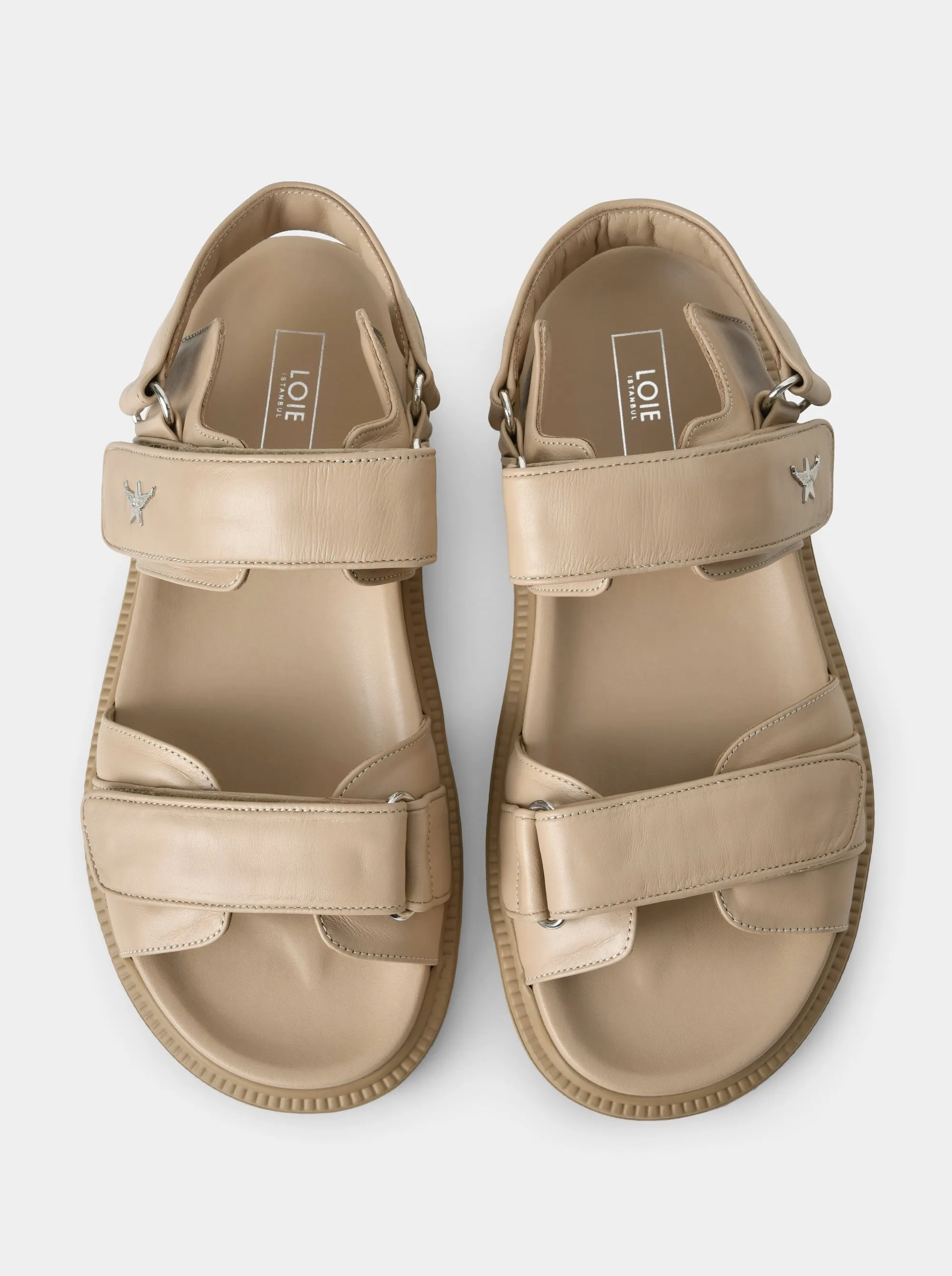 ROBBIE BEIGE LEATHER SANDALS