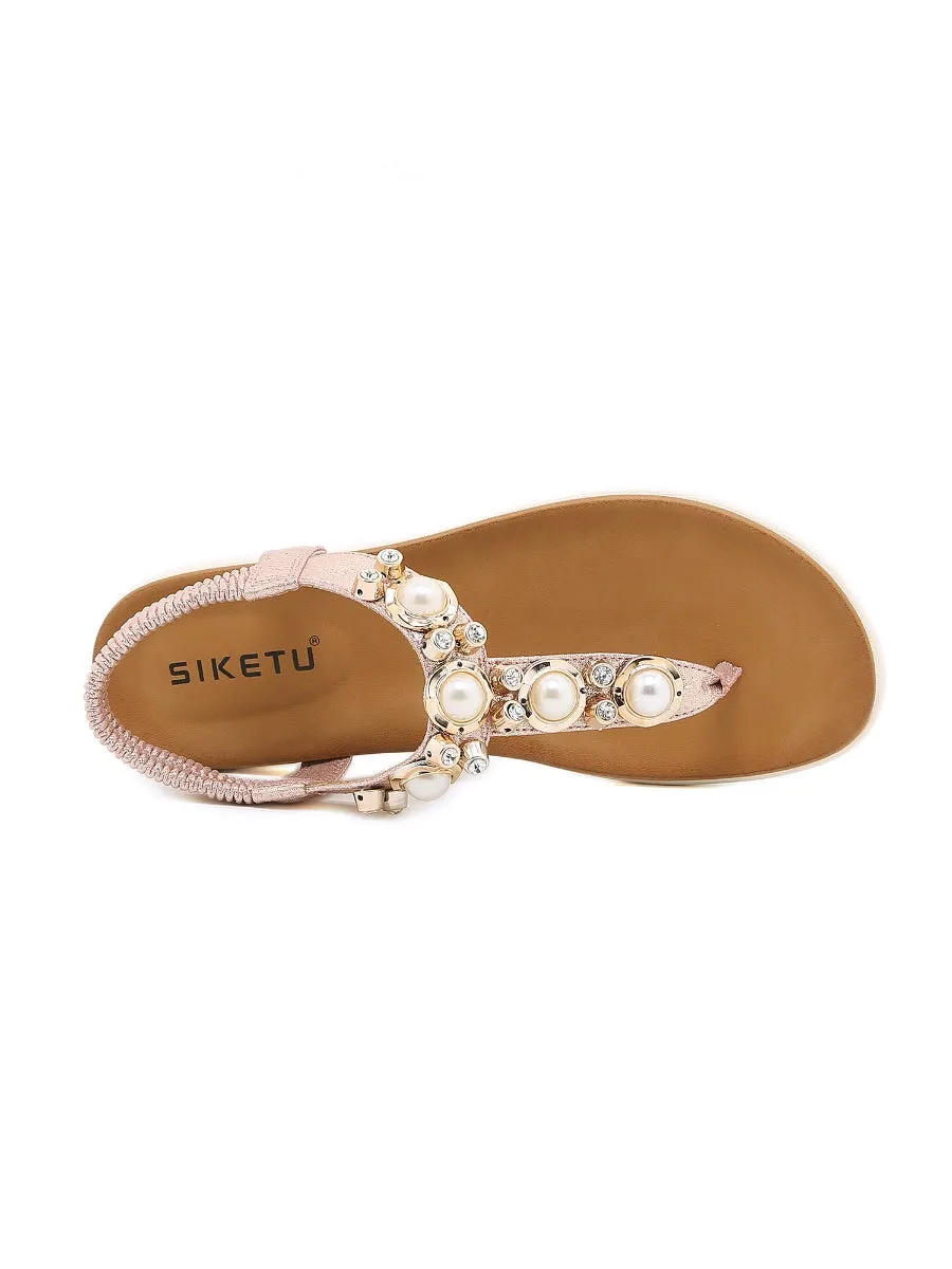 Rosegold V-Strap Pearl Sandal