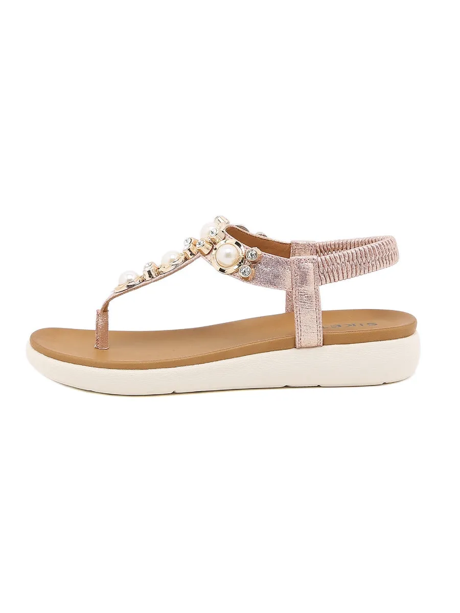 Rosegold V-Strap Pearl Sandal