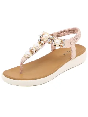 Rosegold V-Strap Pearl Sandal