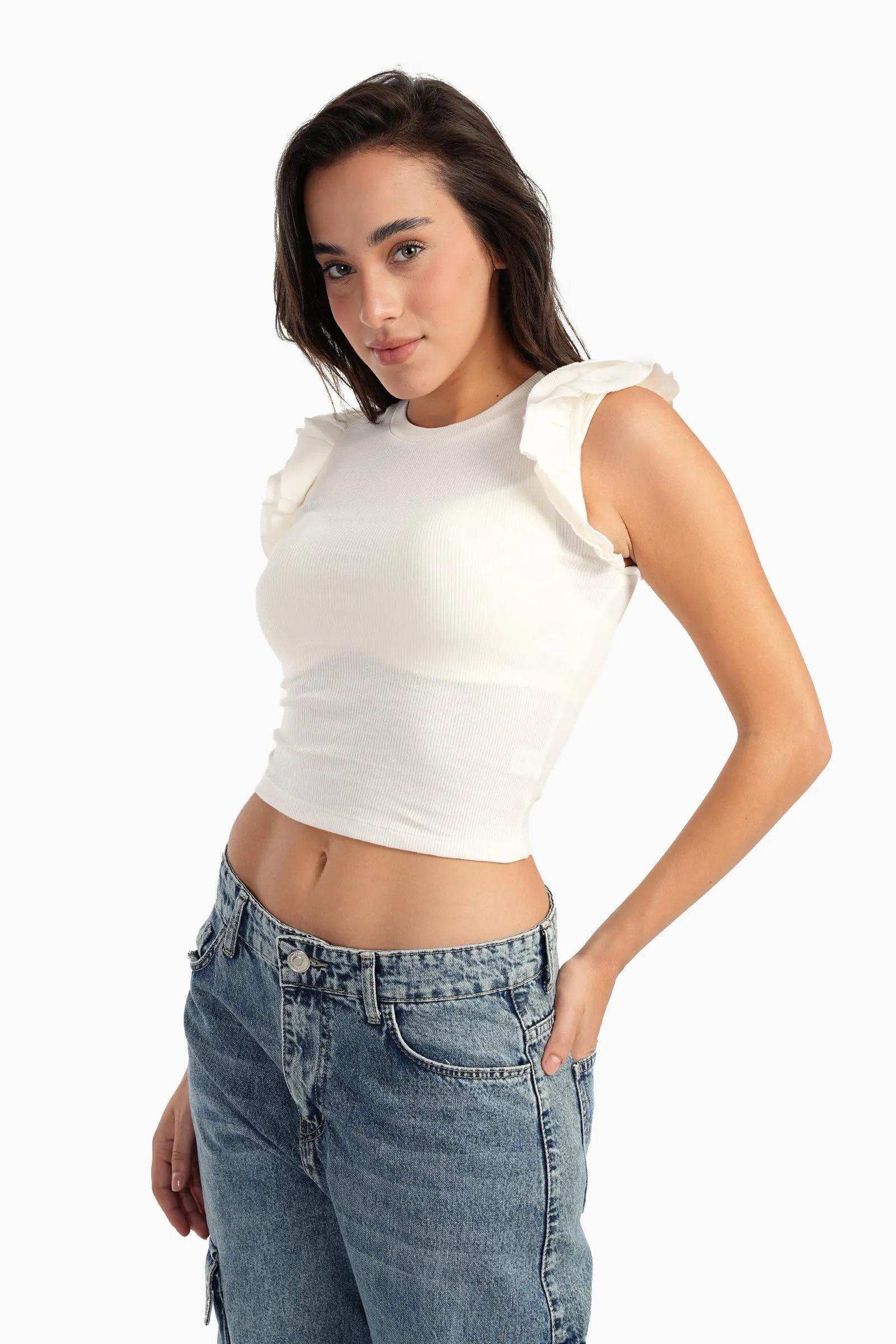 Ruffle Cap Sleeve Top