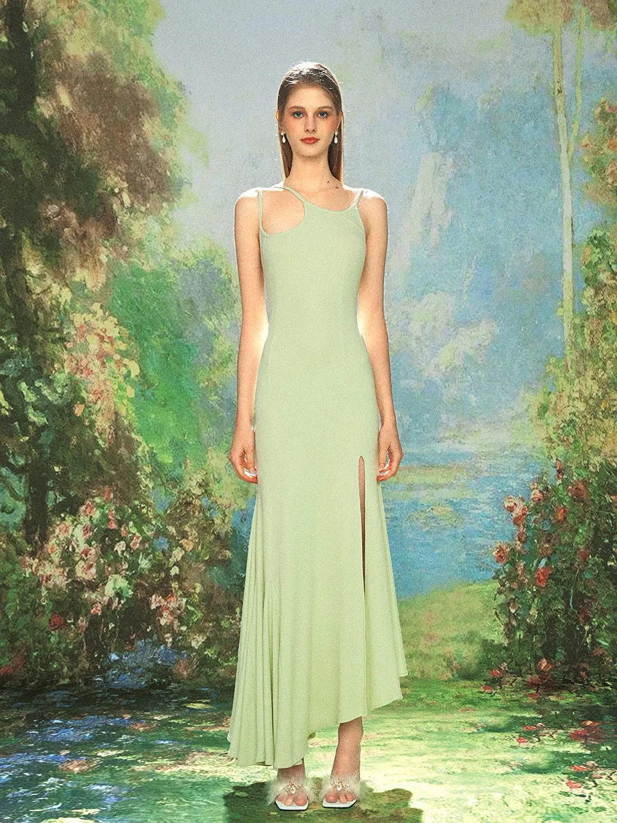 Sage Green Knit Stretch Slip Dress