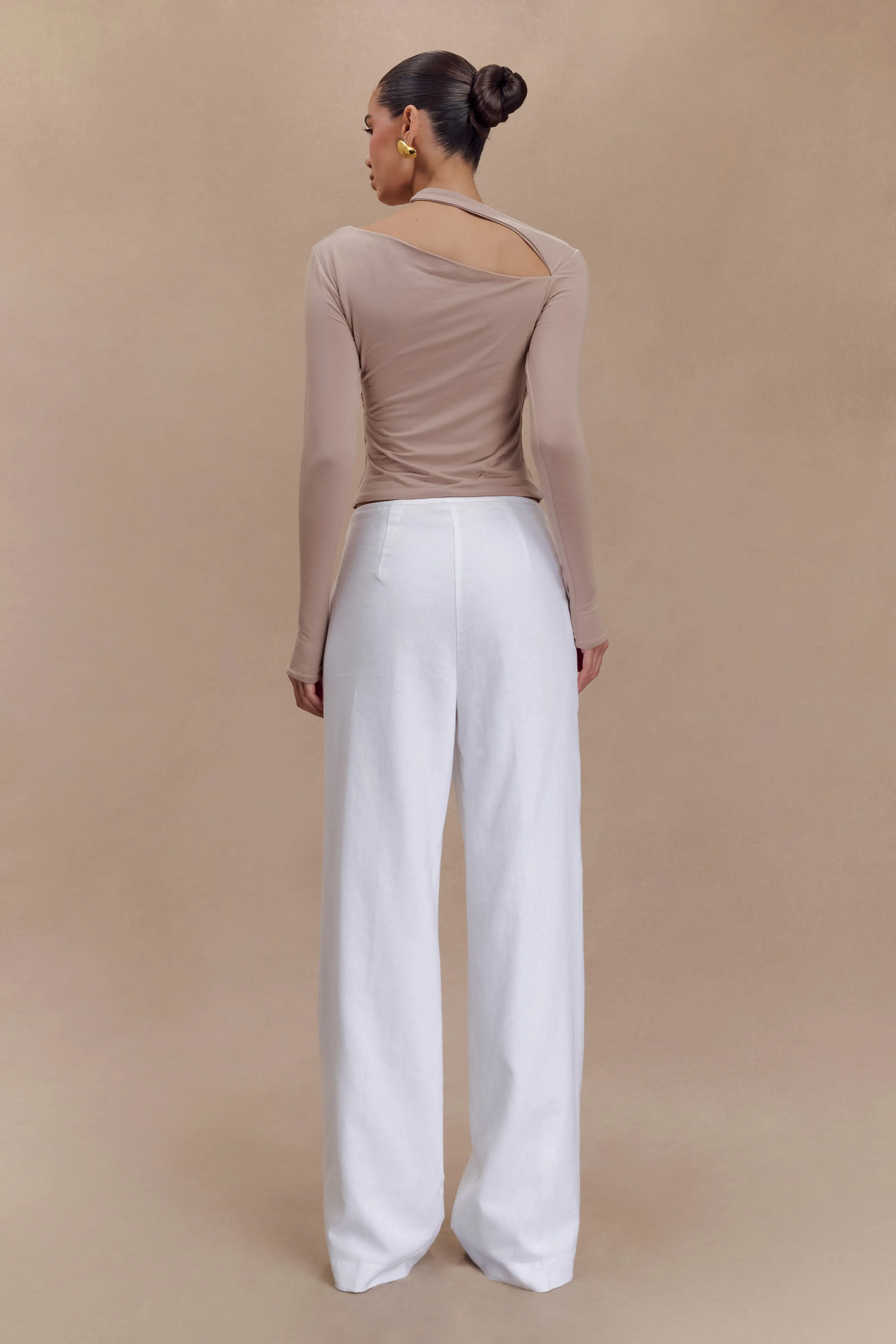 Sasha Modal Long Sleeve Top With Cut Out - Mushroom