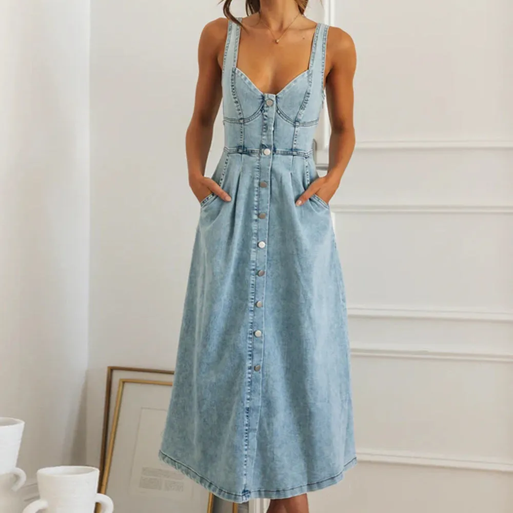 Saskia | Stylish Denim Button-Down Dress