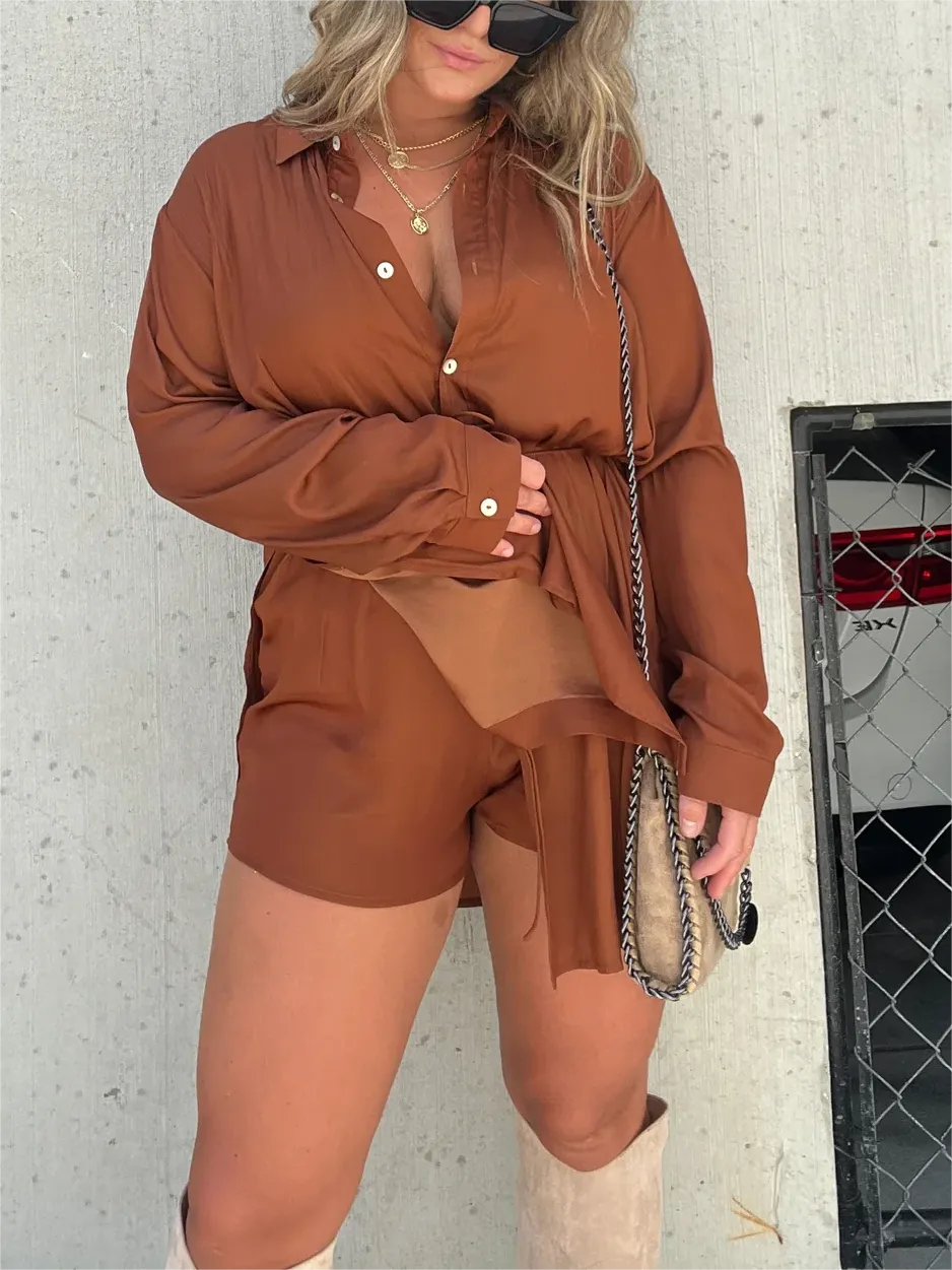 Satin Covered Nights Romper Dress Set (Buy 2 Free Shipping)