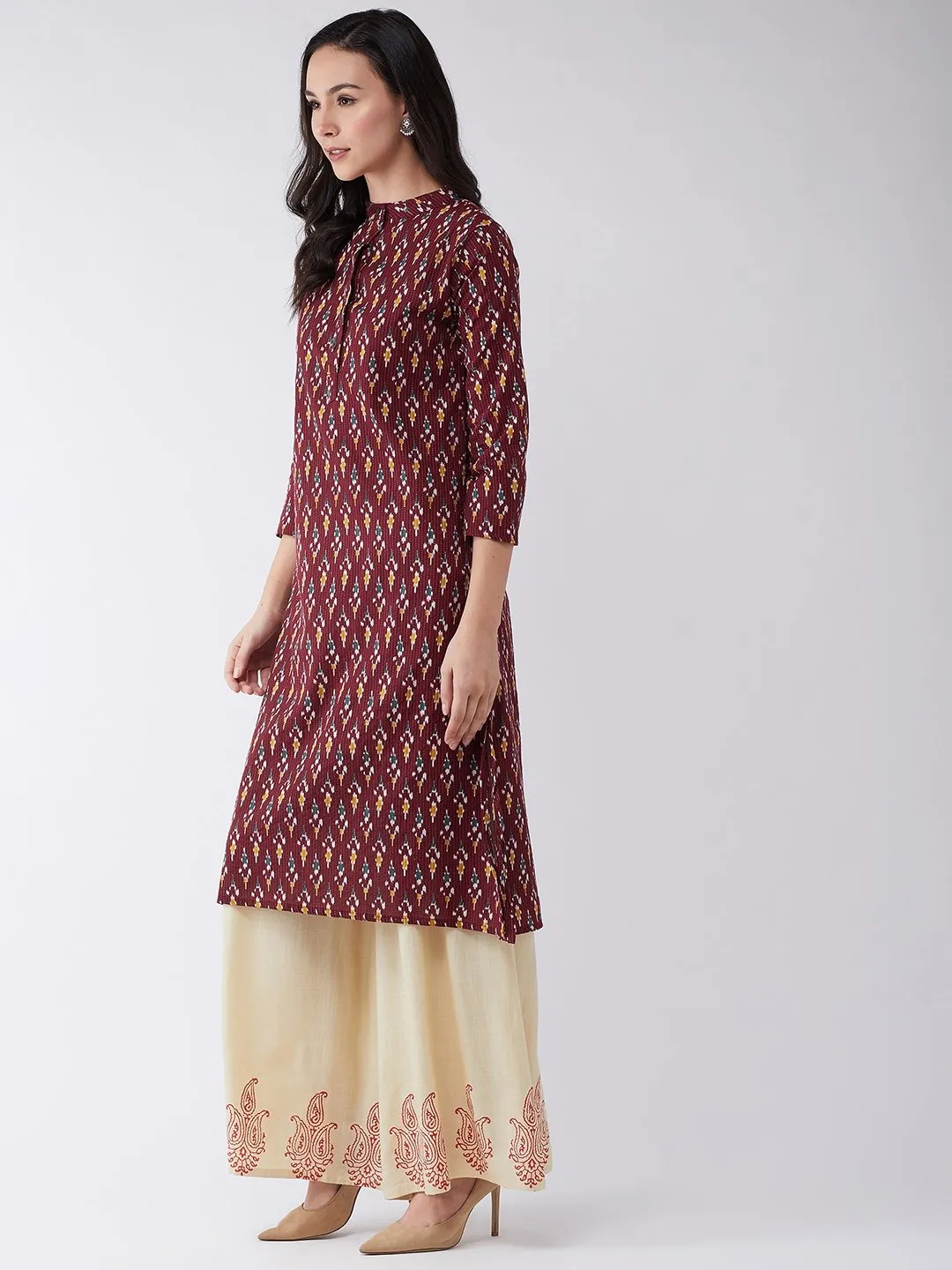 Set in Brown Kantha Ikkat
