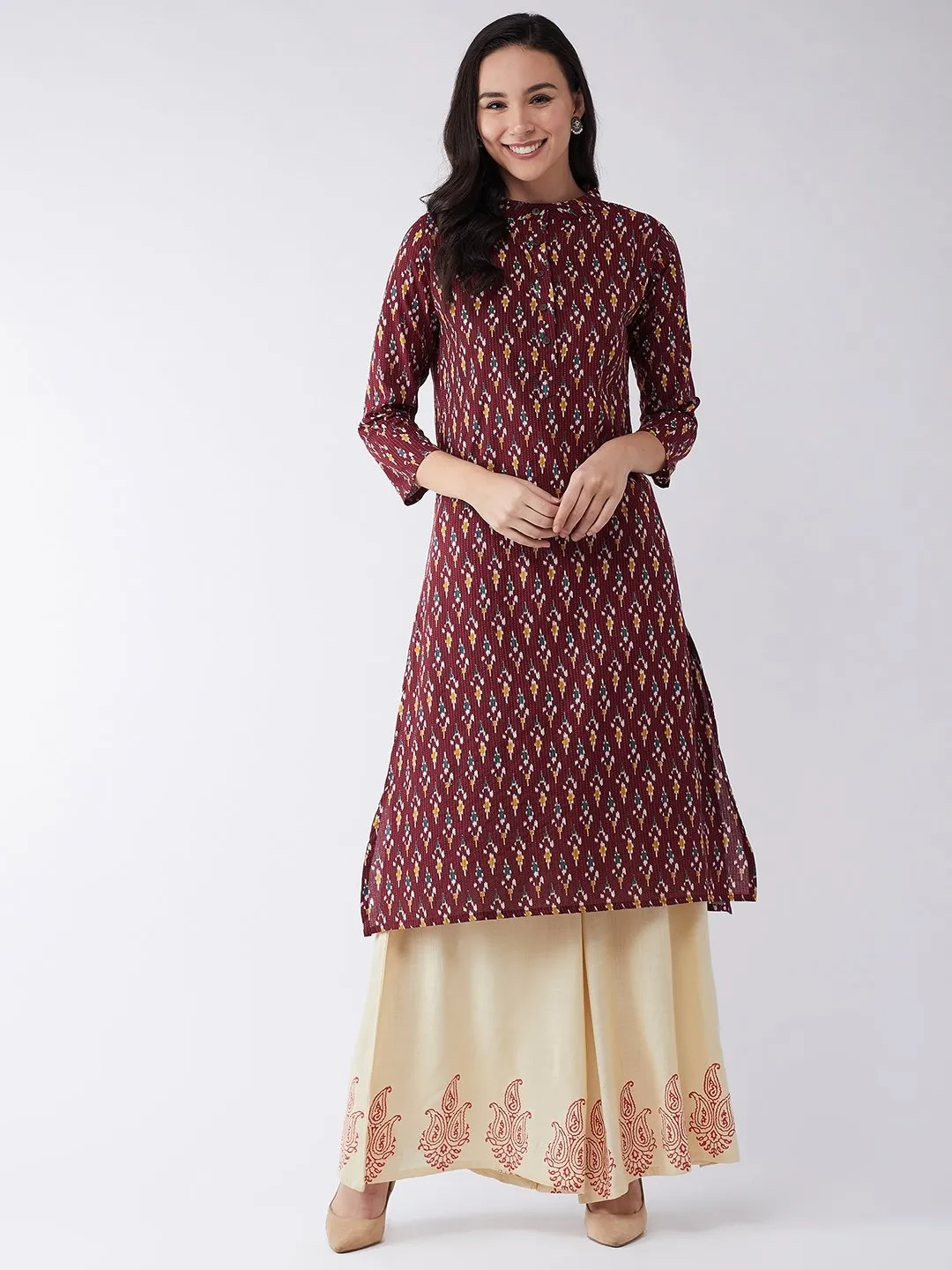 Set in Brown Kantha Ikkat