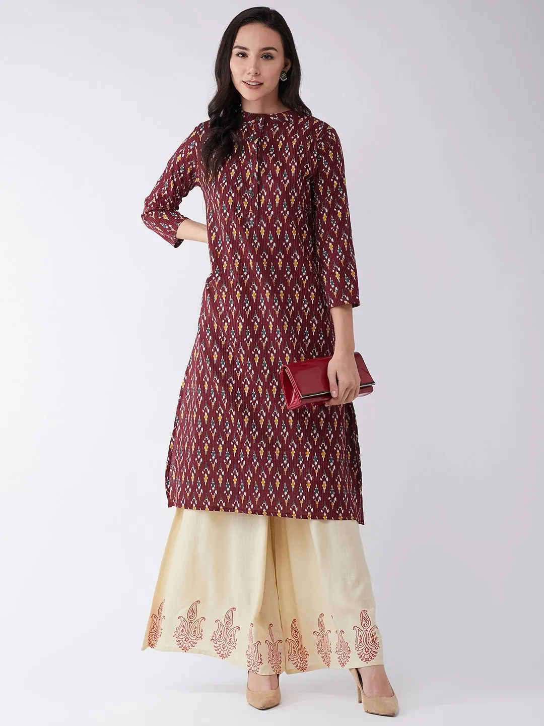 Set in Brown Kantha Ikkat