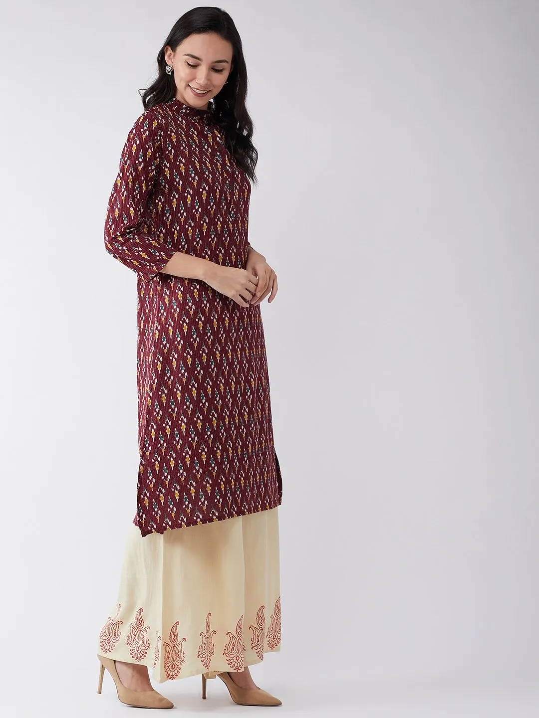 Set in Brown Kantha Ikkat