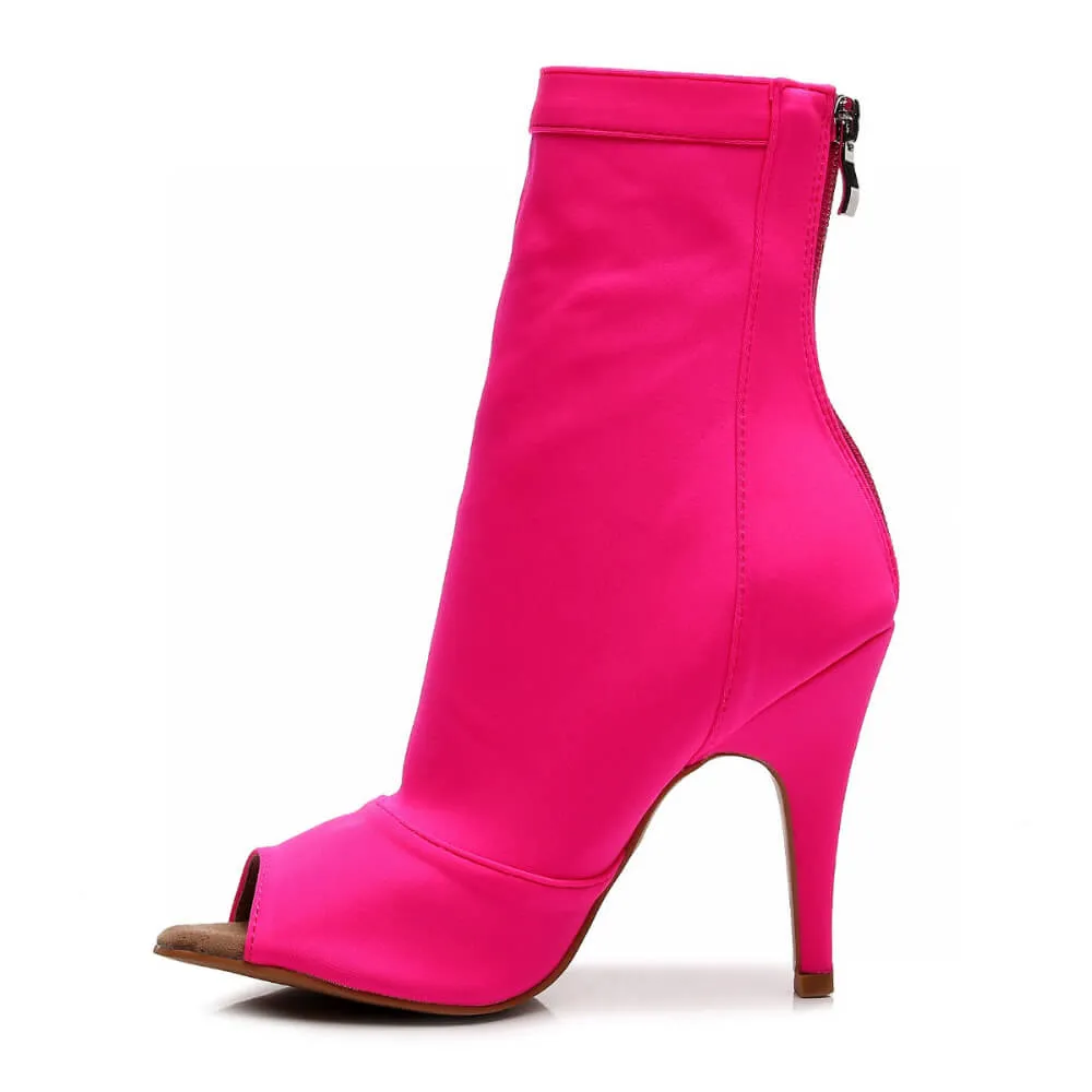 Shabina - Hot Pink Lycra - Suede Sole - Dance Floor Only