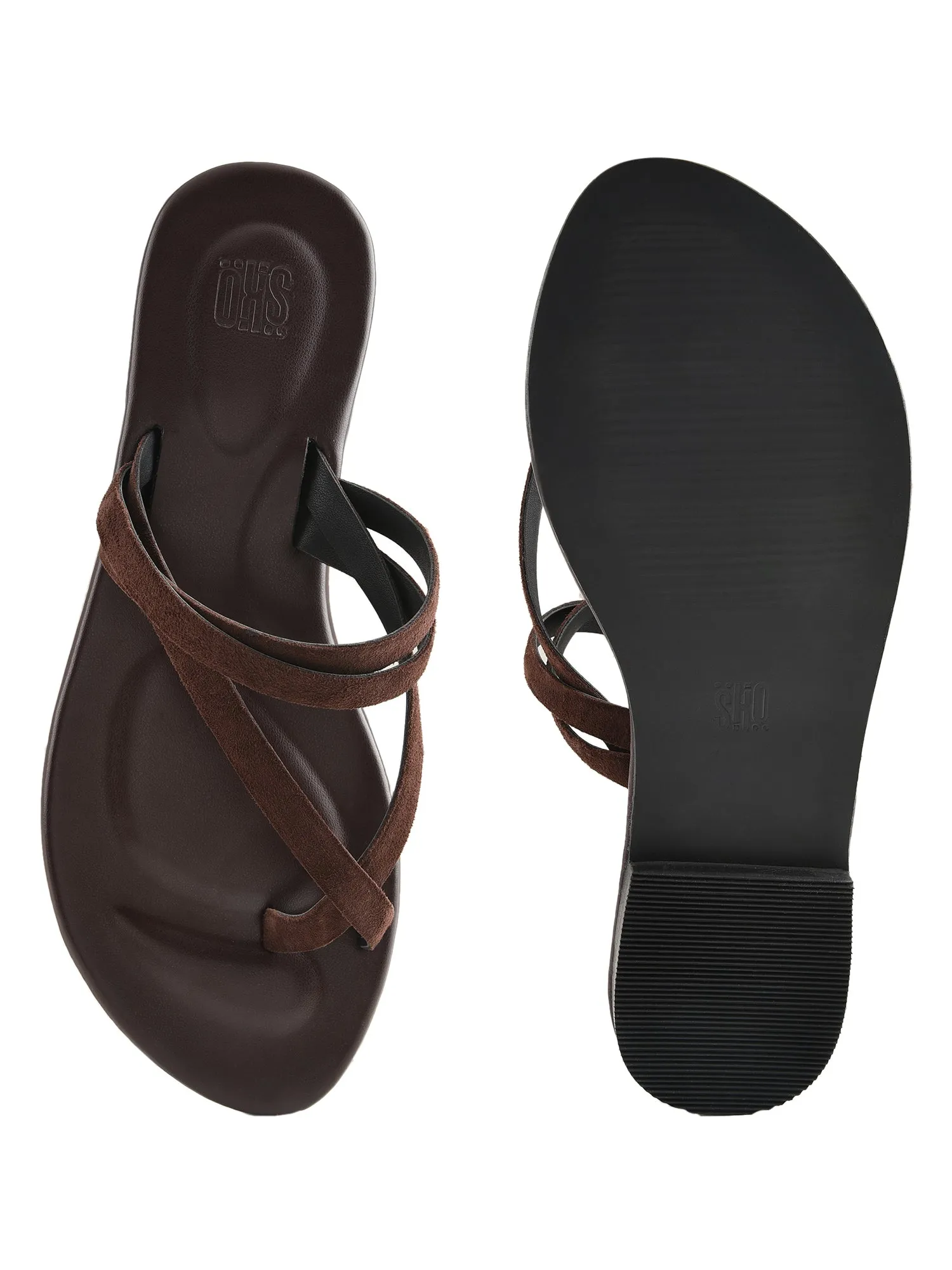 Sienna Brown Flat Sandals For Women