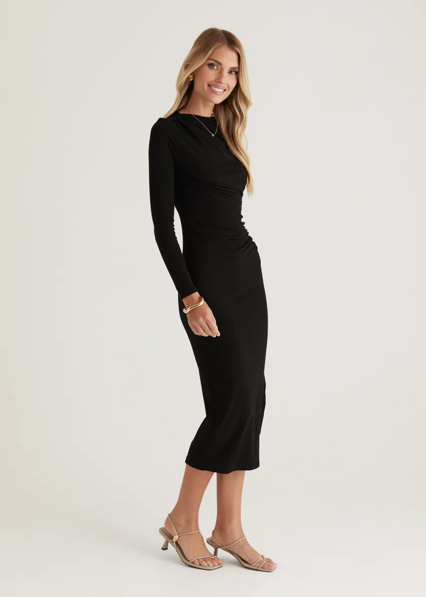 Simona Midi Dress - Black