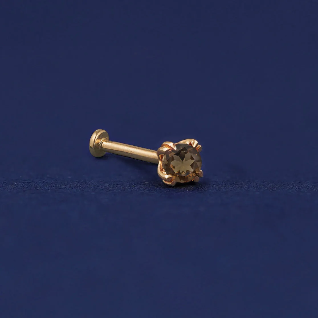Smoky Quartz Flatback Piercing