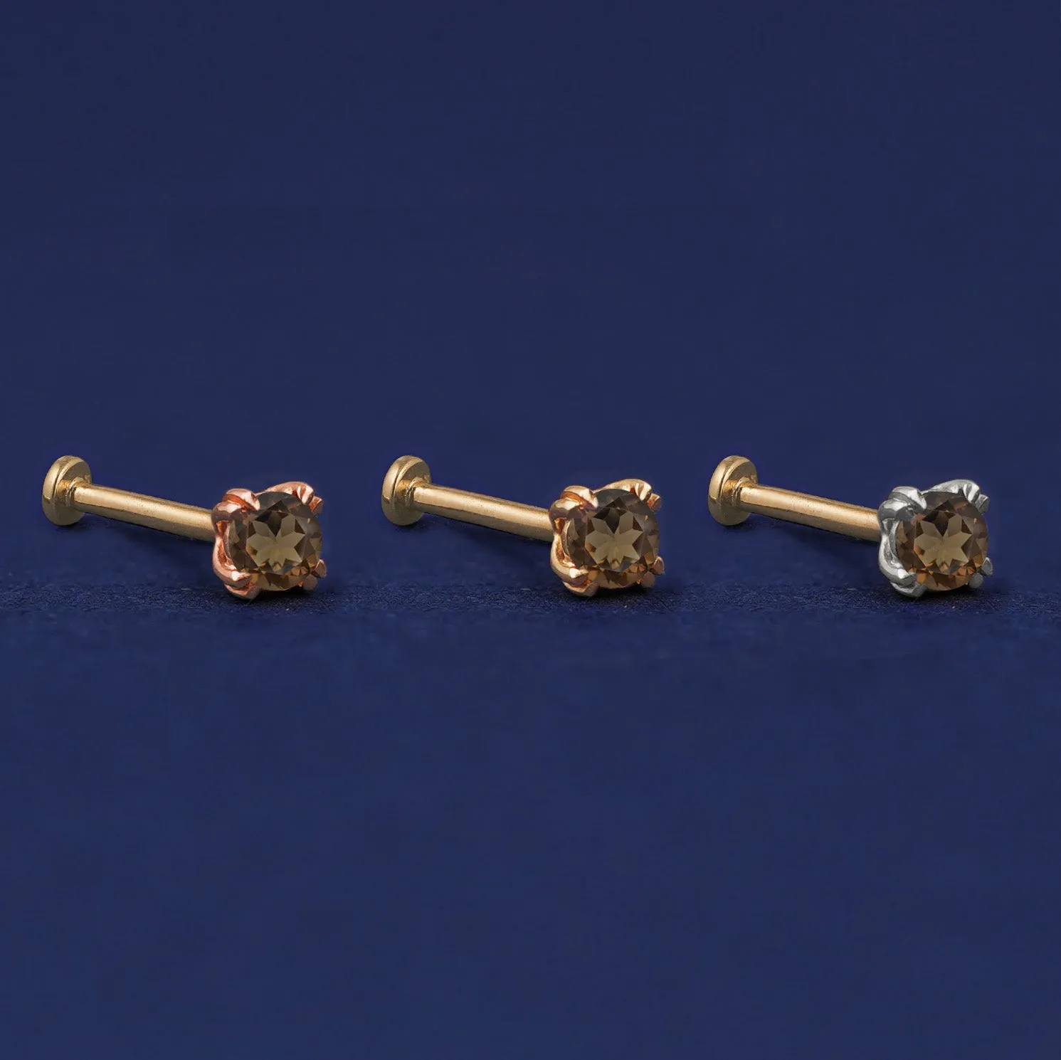 Smoky Quartz Flatback Piercing