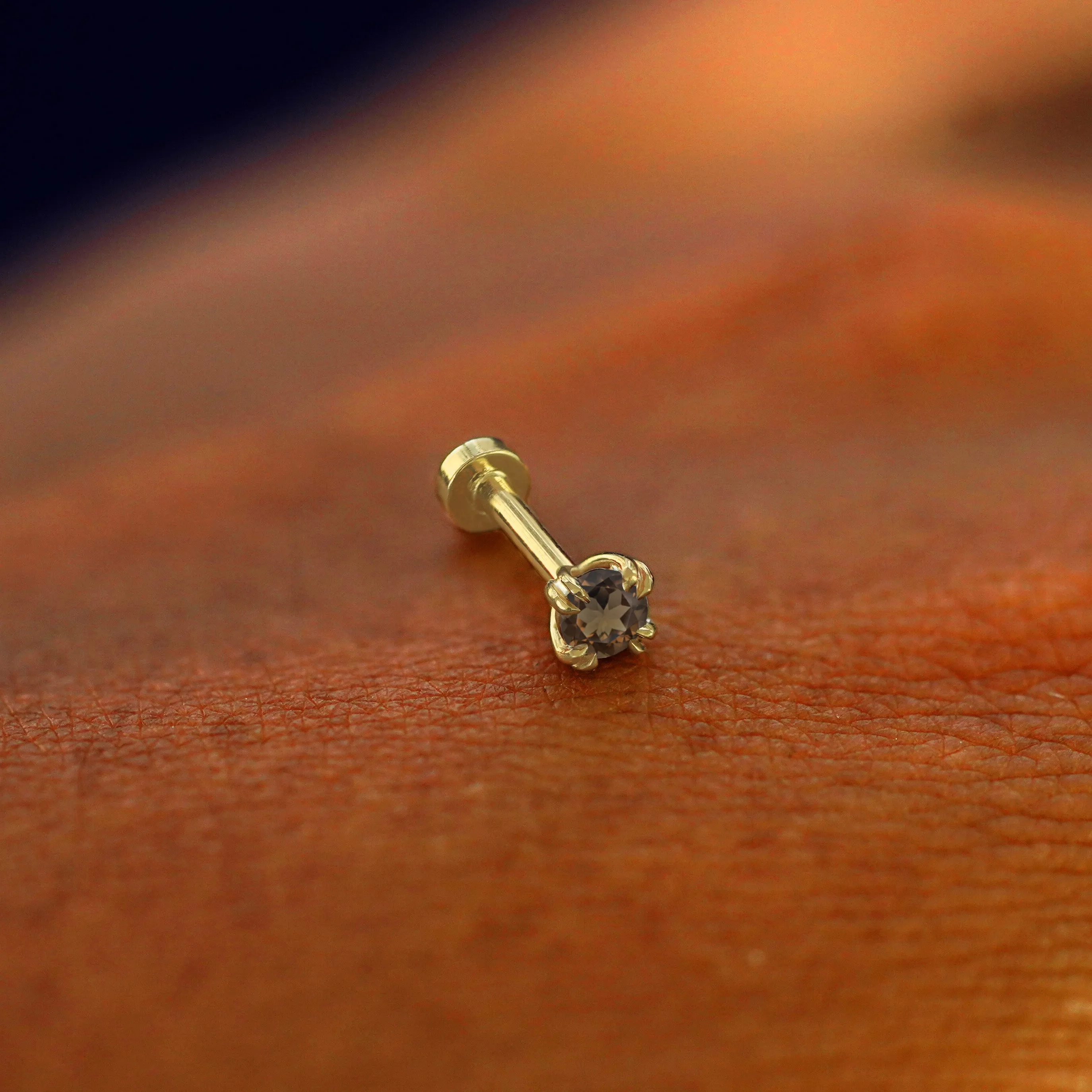 Smoky Quartz Flatback Piercing