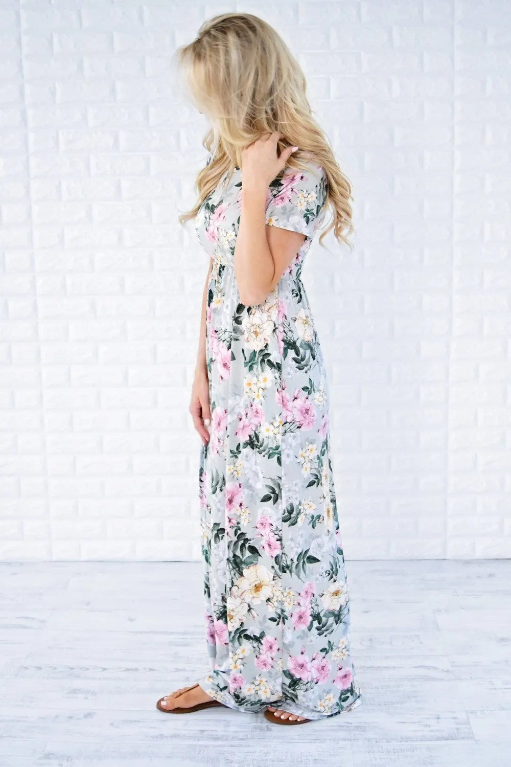 Soft & Tender Sage Floral Maxi Dress