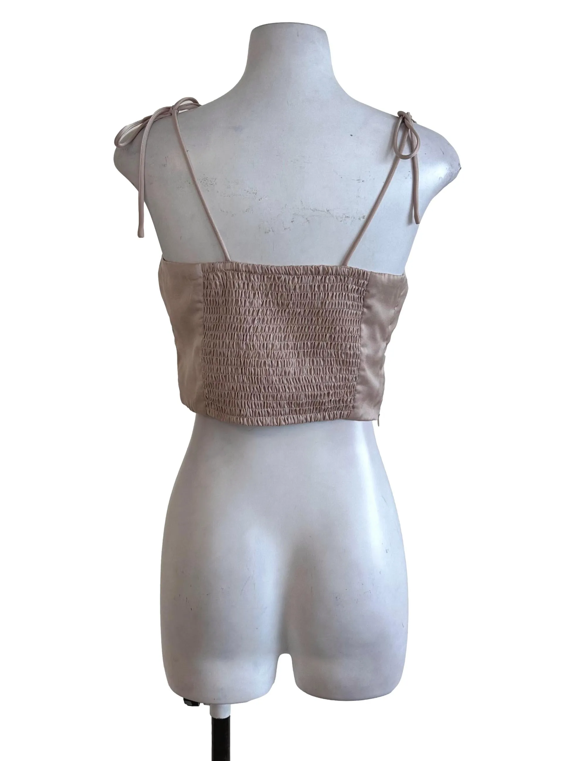 Soft Beige Sleveless Crop Top