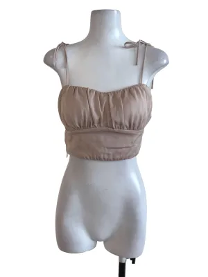 Soft Beige Sleveless Crop Top