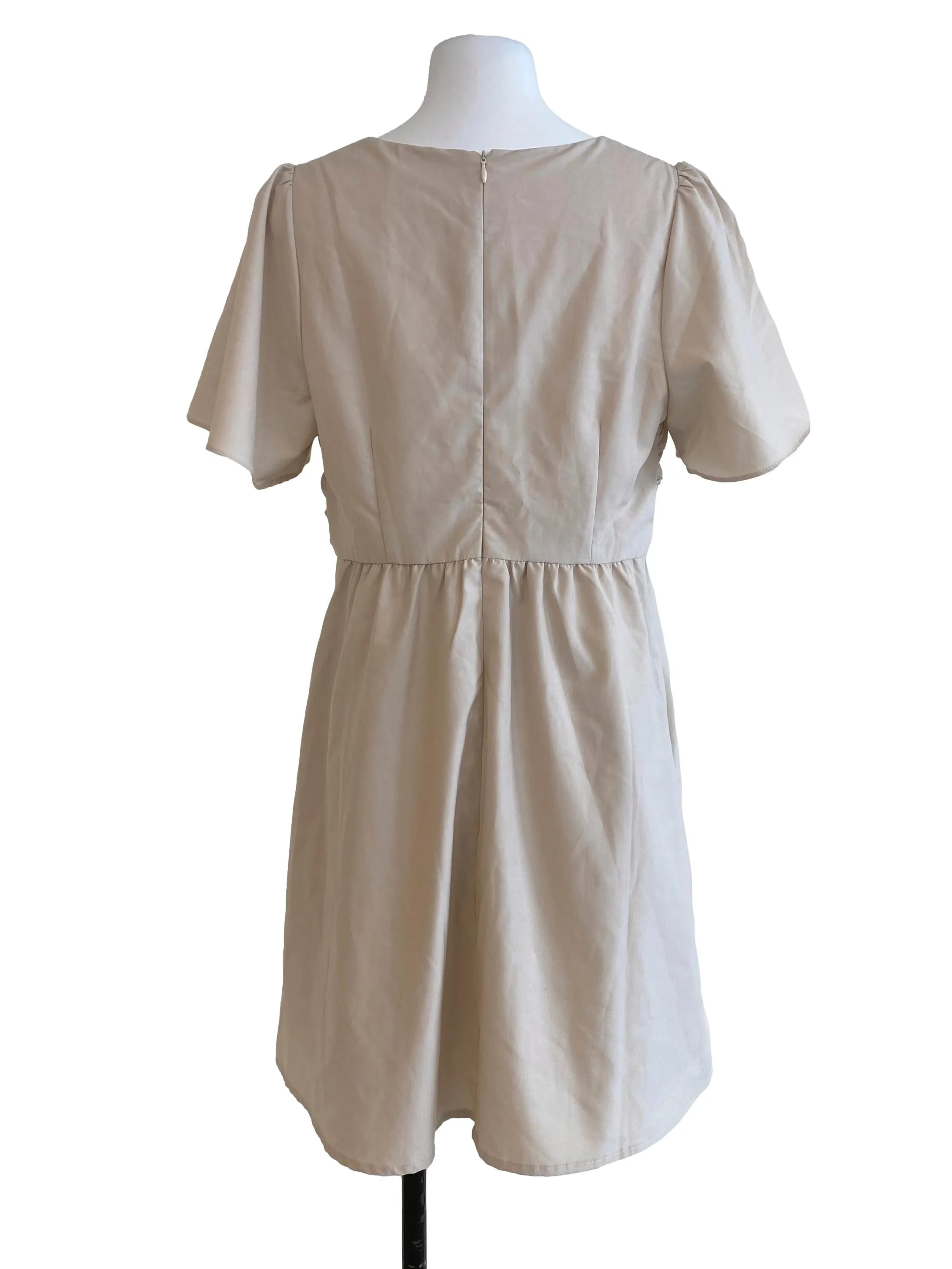 Soft Beige Tiered Bust Dress
