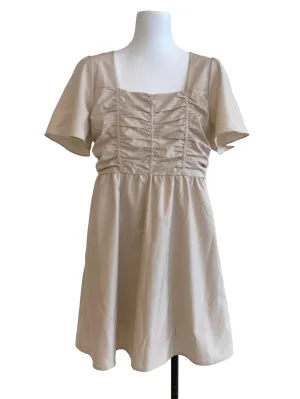 Soft Beige Tiered Bust Dress
