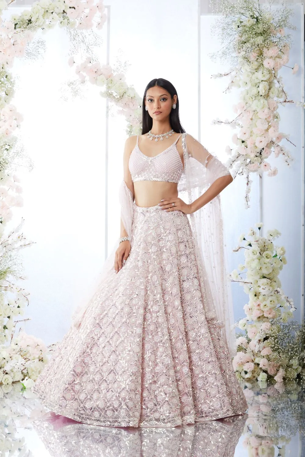 Soft Berry Checkered Lehenga Set
